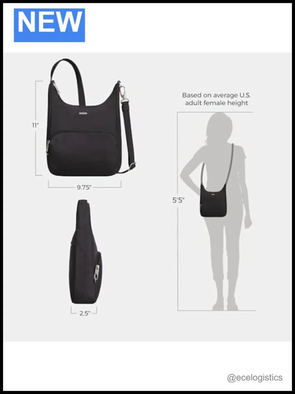 Anti-Theft Classic Essential Messenger Bag with RFID Locking Zippers